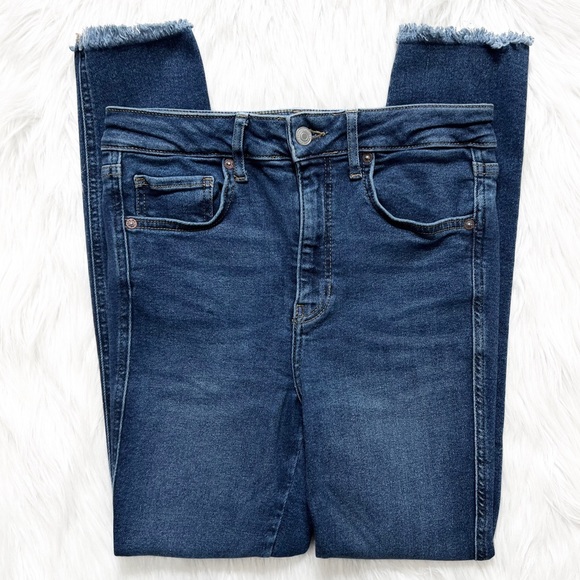 Free People Fringe Hem High Waist Medium Wash Skinny Ankle Jeans - Picture 7 of 11